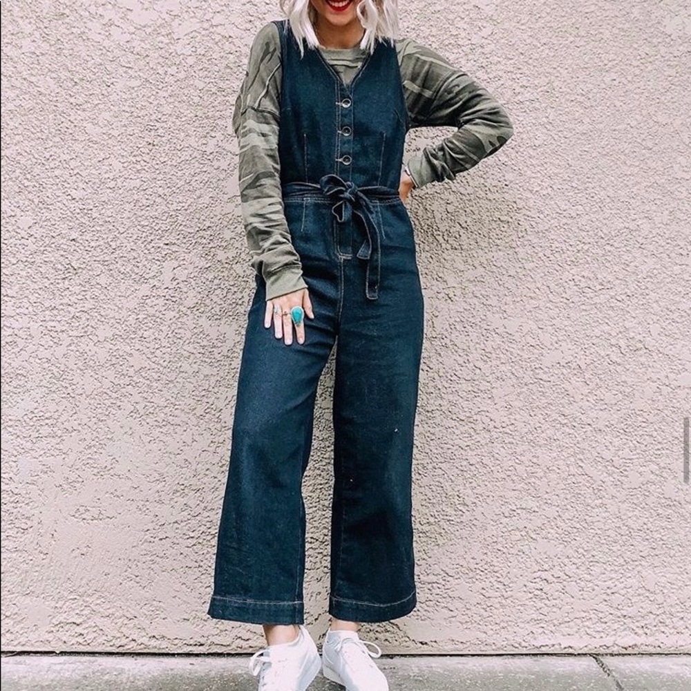 Denim button up jumpsuit